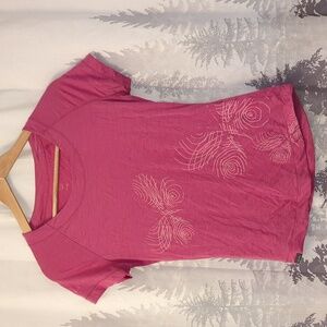 Icebreaker 150 SS T-shirt Tee Top Pink Butterfly 100% Merino Wool S